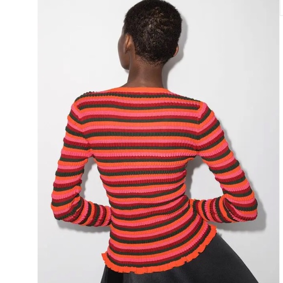 Molly Goddard Aara Horizontal Stripe Cardigan Size L Retail $380.00 - Picture 3 of 12